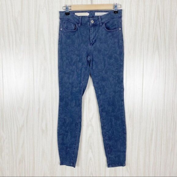 Anthroplogie | Pilcro & The Letterpress | Floral Textured High Rise Skinny Jeans - Picture 1 of 7